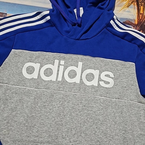 Adidas‎ Blue Gray White Hoodie Medium - Picture 4 of 8